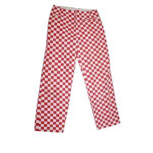 Holiday by Emma Mullholland Red + White Checked Flat front Denim Jeans small